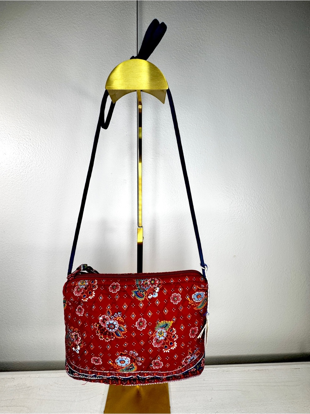 Vera Bradley Designs Red Floral Quilted Crossbody Purse | Made in Indiana